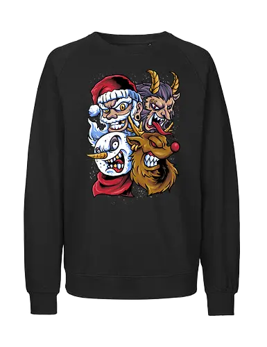 selfie with santa - ugly christmas, christmas, xmas, villain, christmas party, logo, krampus, winter, snow, santa, vintage, classic, retro - Fairtrade Sweatshirt