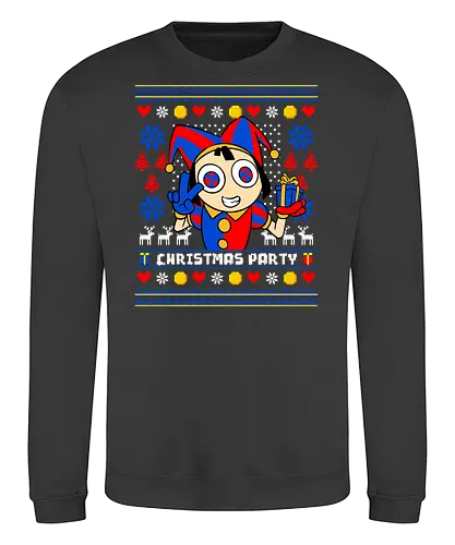 clown party  - ugly christmas, christmas, xmas, pomni, christmas party, logo, clown, winter, snow, pixel, vintage, classic, retro - Sweatshirt
