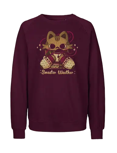 Cute Sweater Weather Cat - sweater weather, cozy cat, kawaii cat, cute cat, tea, ugly sweater, scarf, herbal tea, hot drink, autumn, winter, warm, happy, love, xmorfina - Fairtrade Sweatshirt