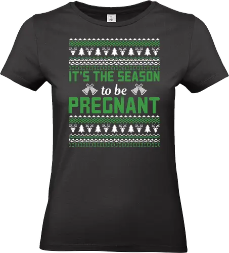 It's the season to be pregnant - christmas, holiday, sweater, pregnancy, festive, green, snowflakes, winter, celebration, trees - Standard T-Shirt (Frauen)