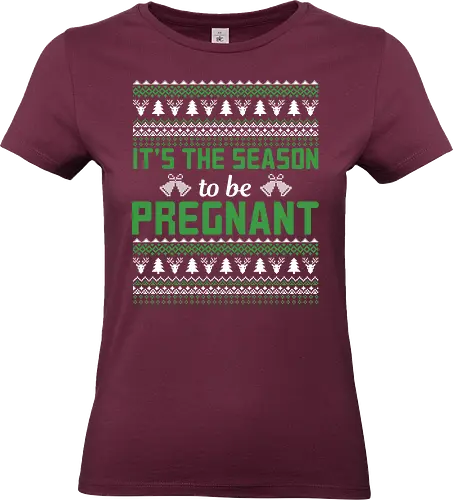 It's the season to be pregnant - christmas, holiday, sweater, pregnancy, festive, green, snowflakes, winter, celebration, trees - Standard T-Shirt (Frauen)