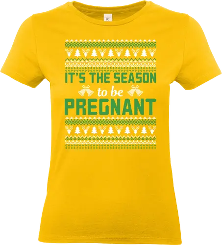 It's the season to be pregnant - christmas, holiday, sweater, pregnancy, festive, green, snowflakes, winter, celebration, trees - Standard T-Shirt (Frauen)