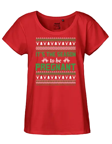 It's the season to be pregnant - christmas, holiday, sweater, pregnancy, festive, green, snowflakes, winter, celebration, trees - Fairtrade Girl Shirt