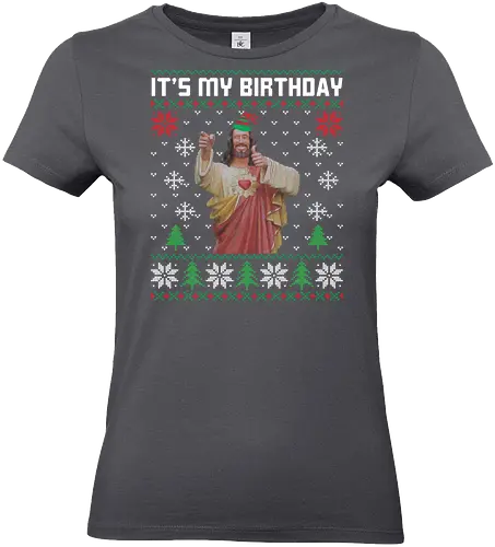 It's My Birthday - christmas, holiday, celebration, jesus, festive, snowflakes, trees, pattern, hat, birthday - Standard T-Shirt (Frauen)