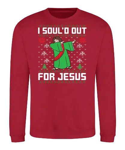 I Soul'd Out For Jesus - humor, christmas, jesus, dance, festive, winter, snowflakes, cartoon, green, robe - Sweatshirt