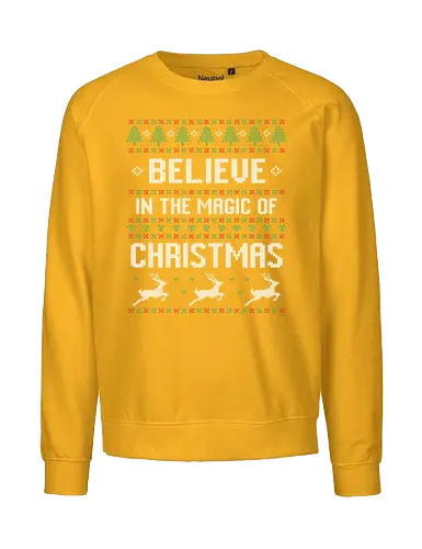 Believe in the Magic of Christmas - christmas, festive, knitting, cross-stitch, holiday, reindeer, magic, pattern - Fairtrade Sweatshirt