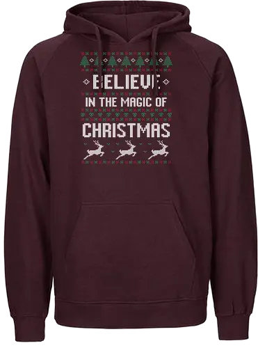 Believe in the Magic of Christmas - christmas, festive, knitting, cross-stitch, holiday, reindeer, magic, pattern - Fairtrade Hoodie