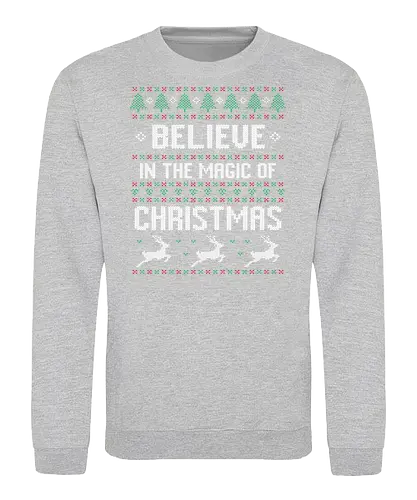 Believe in the Magic of Christmas - christmas, festive, knitting, cross-stitch, holiday, reindeer, magic, pattern - Sweatshirt