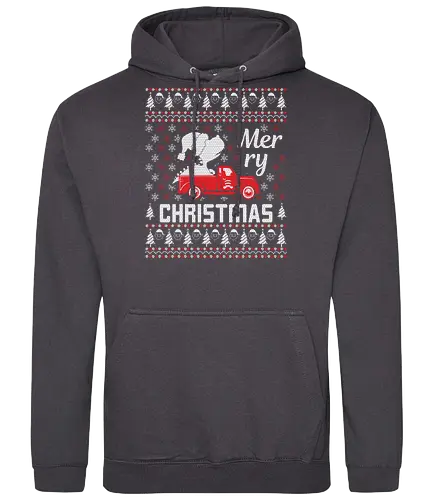 Merry Christmas - christmas, truck, snowflakes, santa, holiday, sweater, festive, tree, red, winter - Standard Hoodie