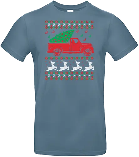 Festive sweater design - christmas, truck, tree, festive, sweater, reindeer, winter, holiday, knit, red - Standard T-Shirt