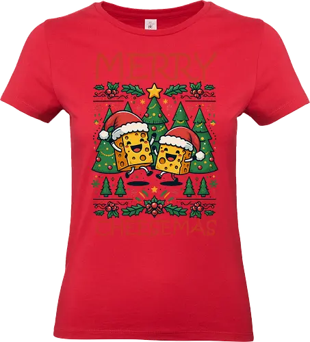 Merry Cheesemas - christmas, cheese, santa hats, festive, trees, decoration, humorous, holiday, joy, celebration - Standard T-Shirt (Frauen)