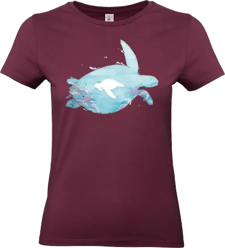 Meeresschildkröte Silhouette - Meeresschildkröte, Silhouette, korallen, riff - Standard T-Shirt (Frauen)