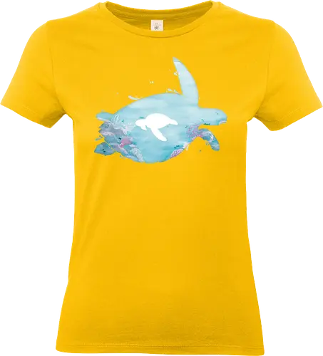 Meeresschildkröte Silhouette - Meeresschildkröte, Silhouette, korallen, riff - Standard T-Shirt (Frauen)