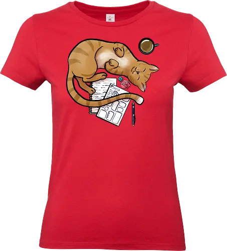 Pen and Paper Katze, Rot - rpg, cat, katze, Pen and Paper - Standard T-Shirt (Frauen)