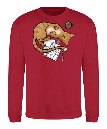 Pen and Paper Katze, Rot - rpg, cat, katze, Pen and Paper - Sweatshirt