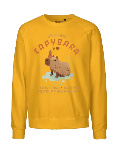 Original Capybara - capybara, cute, yuzu, orange, onsen - Fairtrade Sweatshirt