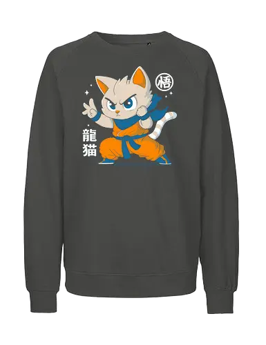 Dragon Cat - cats, cat, cute, Dragon, goku, anime, manga - Fairtrade Sweatshirt