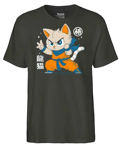 Dragon Cat - cats, cat, cute, Dragon, goku, anime, manga - Fairtrade T-Shirt