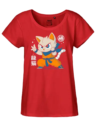 Dragon Cat - cats, cat, cute, Dragon, goku, anime, manga - Fairtrade Girl Shirt