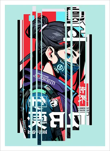 Cyborg Japan rot blau