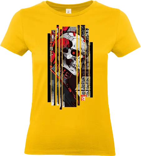 Cyborg-Schädel-Kanji - Popart, Japan, Mädchen, indisch, lm2kone, cool, neueste, Pop Art, japanisch, amerikanisch, indisch, futuristisch, Kanji, Frau, ästhetisch, Sonnenuntergang, großartig, schädel - Standard T-Shirt (Frauen)