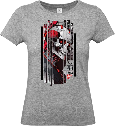Cyborg-Schädel-Kanji - Popart, Japan, Mädchen, indisch, lm2kone, cool, neueste, Pop Art, japanisch, amerikanisch, indisch, futuristisch, Kanji, Frau, ästhetisch, Sonnenuntergang, großartig, schädel - Standard T-Shirt (Frauen)