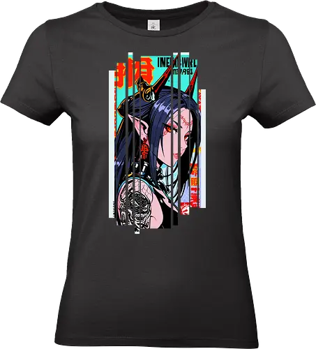 Cyborg Oni Gaming - oni, Japan, Mädchen, indisch, lm2kone, cool, neueste, Popart, Pop Art, japanisch, amerikanisch, indisch, futuristisch, Kanji, Frau, ästhetisch, Sonnenuntergang, großartig, gaming - Standard T-Shirt (Frauen)