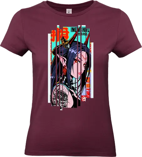 Cyborg Oni Gaming - oni, Japan, Mädchen, indisch, lm2kone, cool, neueste, Popart, Pop Art, japanisch, amerikanisch, indisch, futuristisch, Kanji, Frau, ästhetisch, Sonnenuntergang, großartig, gaming - Standard T-Shirt (Frauen)