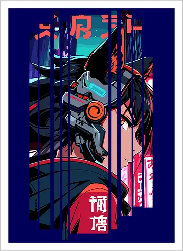 Cyberpunk-Kitsune-Mädchen