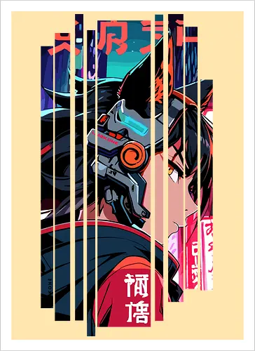 Cyberpunk-Kitsune-Mädchen