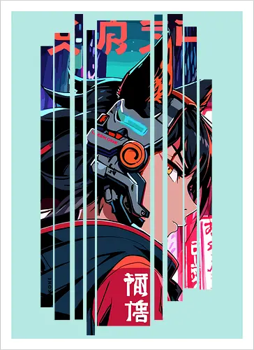 Cyberpunk-Kitsune-Mädchen