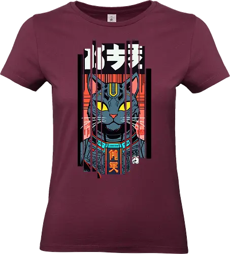 Futuristische Neonkatze - katze, Japan, Mädchen, indisch, lm2kone, cool, neueste, Popart, Pop Art, japanisch, amerikanisch, indisch, futuristisch, Kanji, Frau, ästhetisch, Sonnenuntergang, großartig, Futuristische, Neonkatze - Standard T-Shirt (Frauen)