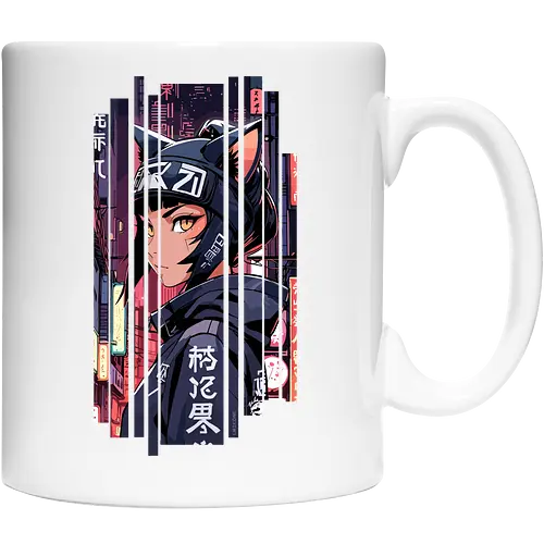 Cyborg-Mädchen-Katze