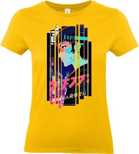 Cyborg Frau Futuristisch - Japan, Mädchen, indisch, lm2kone, cool, neueste, Popart, Pop Art, japanisch, amerikanisch, indisch, futuristisch, Kanji, Frau, ästhetisch, Sonnenuntergang, großartig - Standard T-Shirt (Frauen)