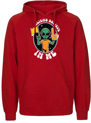 Aliens Believe in Me - alien, believe, space, extraterrestrial, stars, communication, humor - Fairtrade Hoodie