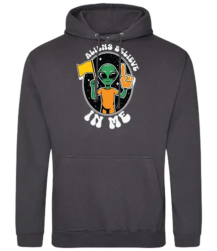 Aliens Believe in Me - alien, believe, space, extraterrestrial, stars, communication, humor - Standard Hoodie