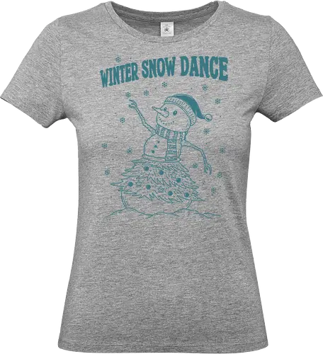 Winter Snow Dance - holiday, monochromatic, snowflakes, winter, merry Christmas, Christmas, xmas, snowman, Christmas holidays - Standard T-Shirt (Frauen)