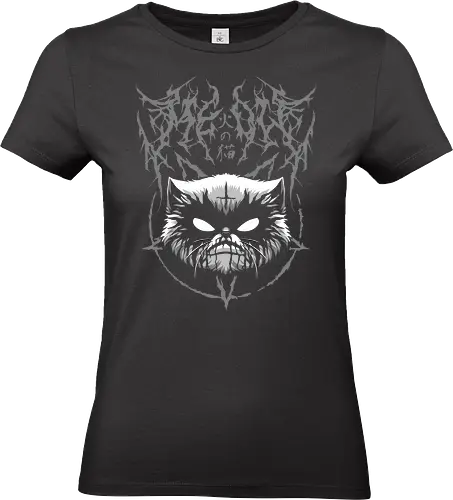 Heavy Meowtal - heavy meowtal, cute cat, lucipurr, purr evil, baphomeow, satanic cat, neko, skull cat, metal cat, death metal, deathcore, black metal, occult, aesthetic, japan, introvert, alone, anti social, black and white, streetwear, baphomet, macabre, satanic, goth, goth cat, gothic, dark art, metal logo, black metal logo, deathcore font, underground, black work, rebel cat, witchcraft, halloween, dark magic, lucifer, demon, hell, devil - Standard T-Shirt (Frauen)