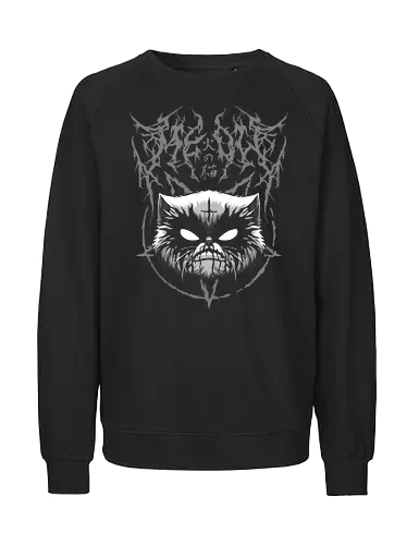 Heavy Meowtal - heavy meowtal, cute cat, lucipurr, purr evil, baphomeow, satanic cat, neko, skull cat, metal cat, death metal, deathcore, black metal, occult, aesthetic, japan, introvert, alone, anti social, black and white, streetwear, baphomet, macabre, satanic, goth, goth cat, gothic, dark art, metal logo, black metal logo, deathcore font, underground, black work, rebel cat, witchcraft, halloween, dark magic, lucifer, demon, hell, devil - Fairtrade Sweatshirt