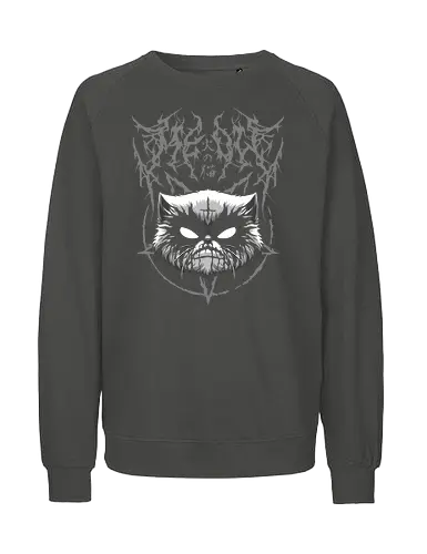 Heavy Meowtal - heavy meowtal, cute cat, lucipurr, purr evil, baphomeow, satanic cat, neko, skull cat, metal cat, death metal, deathcore, black metal, occult, aesthetic, japan, introvert, alone, anti social, black and white, streetwear, baphomet, macabre, satanic, goth, goth cat, gothic, dark art, metal logo, black metal logo, deathcore font, underground, black work, rebel cat, witchcraft, halloween, dark magic, lucifer, demon, hell, devil - Fairtrade Sweatshirt
