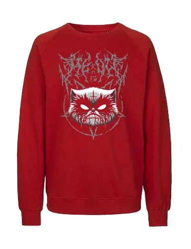 Heavy Meowtal - heavy meowtal, cute cat, lucipurr, purr evil, baphomeow, satanic cat, neko, skull cat, metal cat, death metal, deathcore, black metal, occult, aesthetic, japan, introvert, alone, anti social, black and white, streetwear, baphomet, macabre, satanic, goth, goth cat, gothic, dark art, metal logo, black metal logo, deathcore font, underground, black work, rebel cat, witchcraft, halloween, dark magic, lucifer, demon, hell, devil - Fairtrade Sweatshirt