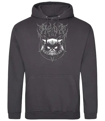 Heavy Meowtal - heavy meowtal, cute cat, lucipurr, purr evil, baphomeow, satanic cat, neko, skull cat, metal cat, death metal, deathcore, black metal, occult, aesthetic, japan, introvert, alone, anti social, black and white, streetwear, baphomet, macabre, satanic, goth, goth cat, gothic, dark art, metal logo, black metal logo, deathcore font, underground, black work, rebel cat, witchcraft, halloween, dark magic, lucifer, demon, hell, devil - Standard Hoodie