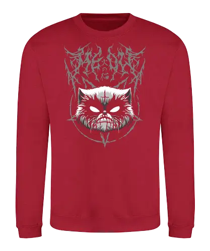 Heavy Meowtal - heavy meowtal, cute cat, lucipurr, purr evil, baphomeow, satanic cat, neko, skull cat, metal cat, death metal, deathcore, black metal, occult, aesthetic, japan, introvert, alone, anti social, black and white, streetwear, baphomet, macabre, satanic, goth, goth cat, gothic, dark art, metal logo, black metal logo, deathcore font, underground, black work, rebel cat, witchcraft, halloween, dark magic, lucifer, demon, hell, devil - Sweatshirt