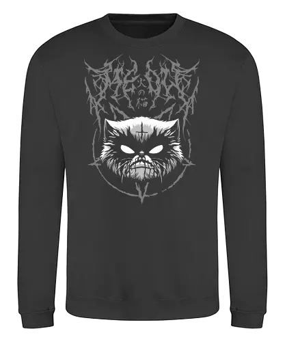 Heavy Meowtal - heavy meowtal, cute cat, lucipurr, purr evil, baphomeow, satanic cat, neko, skull cat, metal cat, death metal, deathcore, black metal, occult, aesthetic, japan, introvert, alone, anti social, black and white, streetwear, baphomet, macabre, satanic, goth, goth cat, gothic, dark art, metal logo, black metal logo, deathcore font, underground, black work, rebel cat, witchcraft, halloween, dark magic, lucifer, demon, hell, devil - Sweatshirt