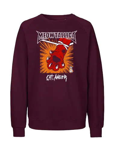 Meowtallica - Cat Anger - cat, meow, kitten, cute, kitty, metal cat, kawaii, logo design, cat lovers, aesthetic, cute cat, parody, funny, humor, heavy metal, metal album - Fairtrade Sweatshirt