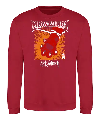 Meowtallica - Cat Anger - cat, meow, kitten, cute, kitty, metal cat, kawaii, logo design, cat lovers, aesthetic, cute cat, parody, funny, humor, heavy metal, metal album - Sweatshirt
