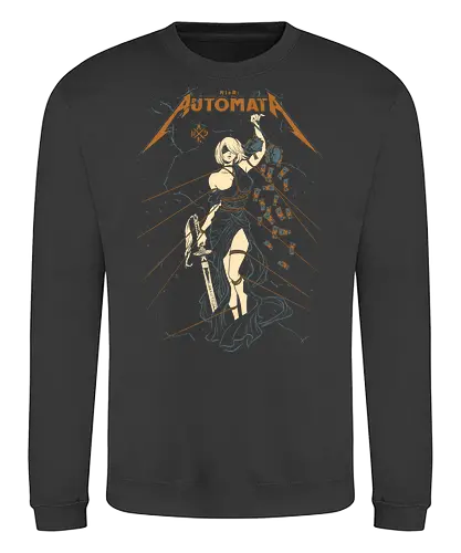 Automata: Autojustice - aesthetic, metal anime, metal album, 2b, lady of justice, Automata, parody, funny, humor, anime, waifu, game, ps, manga - Sweatshirt