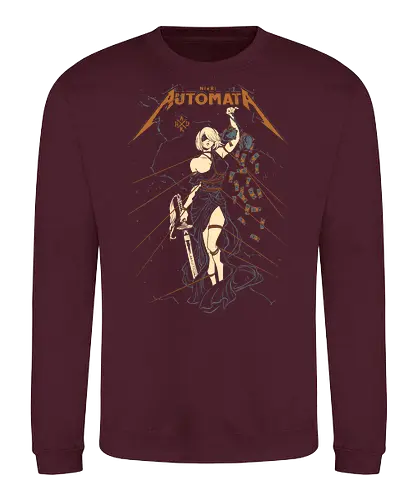 Automata: Autojustice - aesthetic, metal anime, metal album, 2b, lady of justice, Automata, parody, funny, humor, anime, waifu, game, ps, manga - Sweatshirt