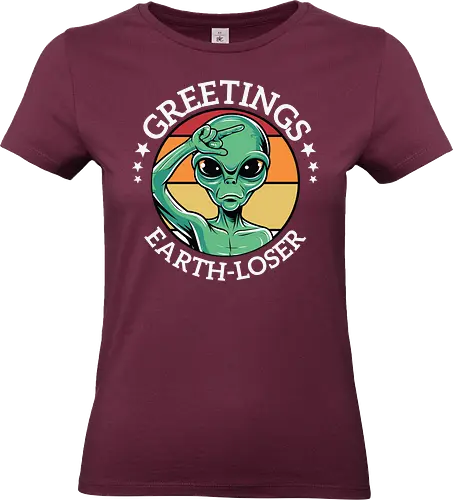 Greetings Earth-Lose - alien, humor, cartoon, green, hand gesture, greeting, colorful, playful, extraterrestrial - Standard T-Shirt (Frauen)