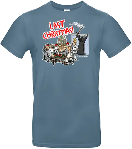 Last Christmas! - last christmas, Tod, totaberlustig, sensenmann, seniorenheim, wham, weihnachten, schwarzer humor, cartoon - Standard T-Shirt